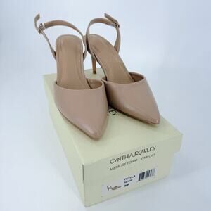 NWT Cynthia Rowley Petula Nude Slingback Heels | Pointed Toe Memory Foam Pumps 9